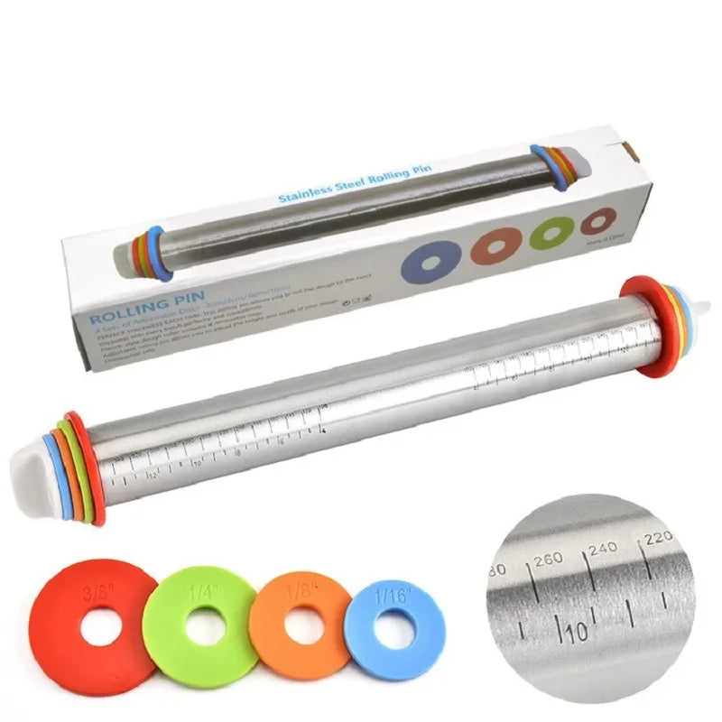 Adjustable Rolling Pin with Thickness Rings | Even Dough Roller