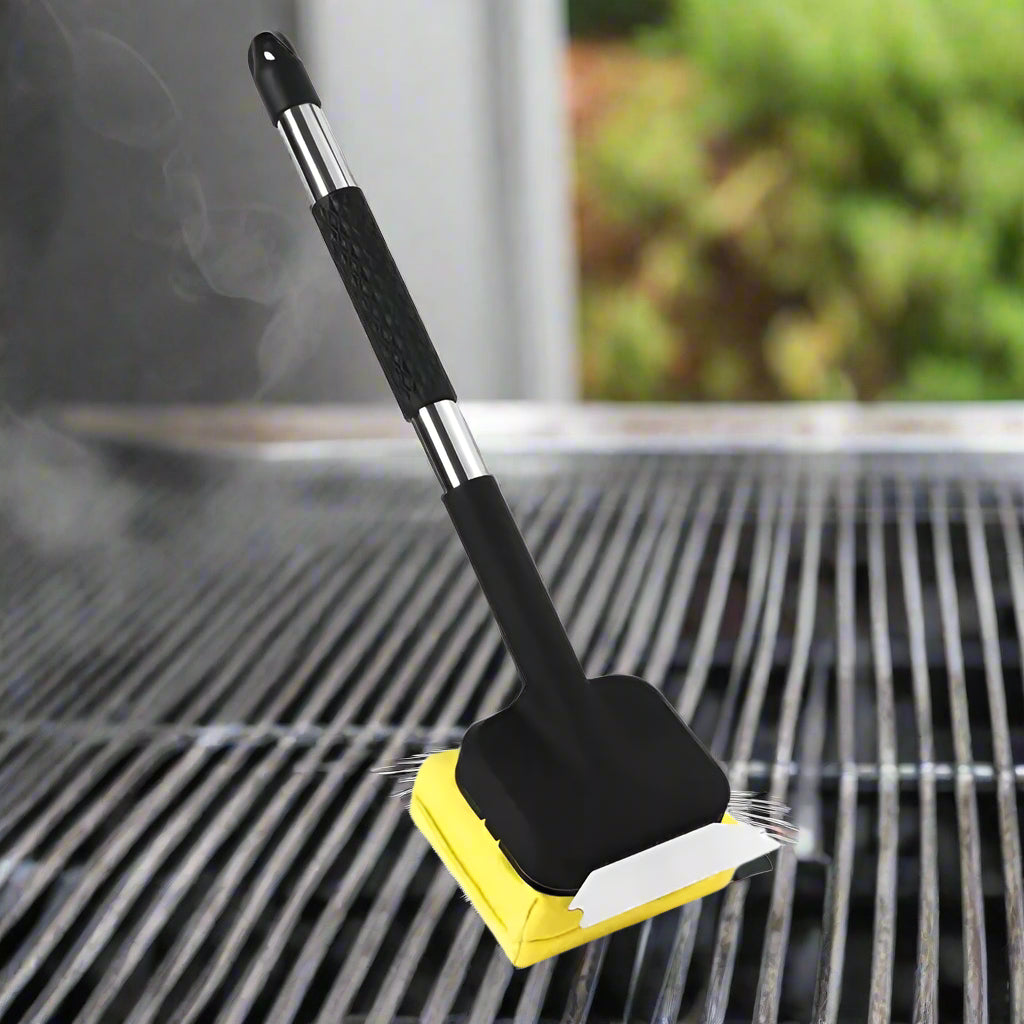 Grill Brush with Steam Cleaning & Scraper | Heavy-Duty BBQ Cleaner