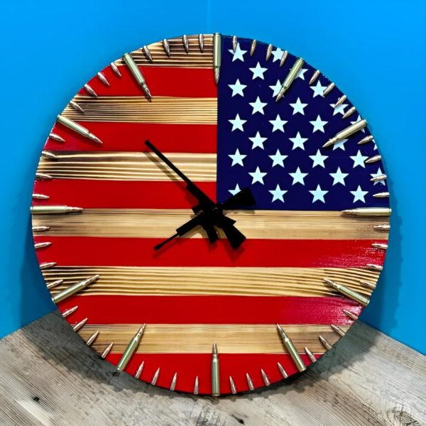 American Flag Bullet Clock | Handmade Patriotic Wall Clock