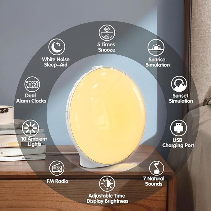 Light Alarm Clock | Sunrise Wake-Up Light with Nature Sounds
