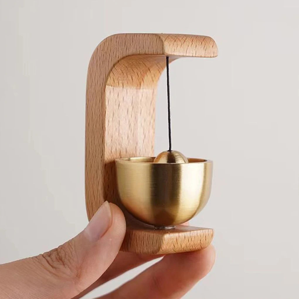 Wireless Door Chime | Brass Bell & Wooden Frame Entry Bell