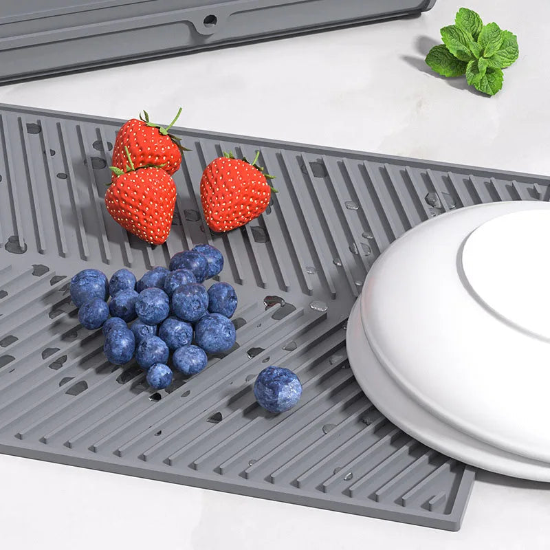 Silicone Dish Drying Mat | Non-Slip Countertop Drying Pad for Kitchen