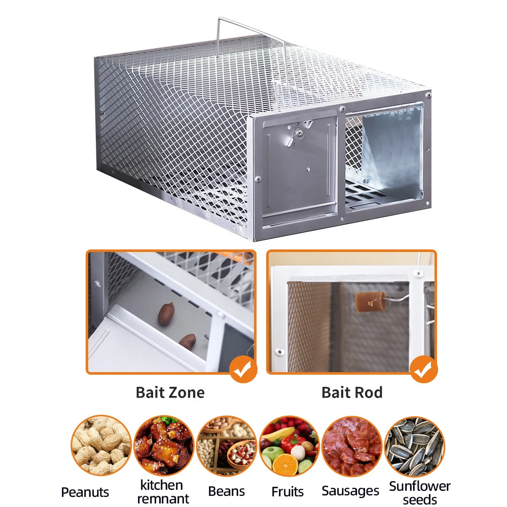 Humane Mouse Trap Cage | Reusable Single-Door Live Catch Metal Trap