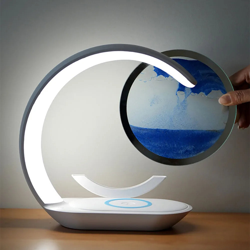 3D Sand Art Table Lamp | Wireless Charger Night Light Decoration