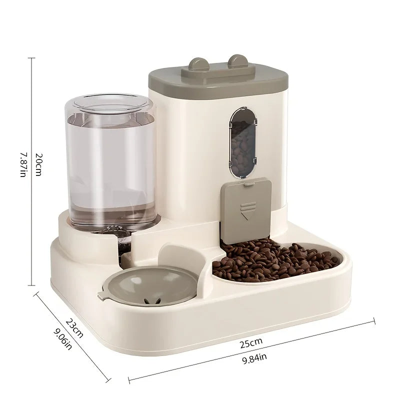 2-in-1 Pet Feeder with Water Dispenser | Auto Dog & Cat Food Bowl