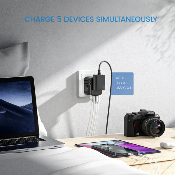 Multi-Port Travel Adapter | Universal Power Plug with USB Charging