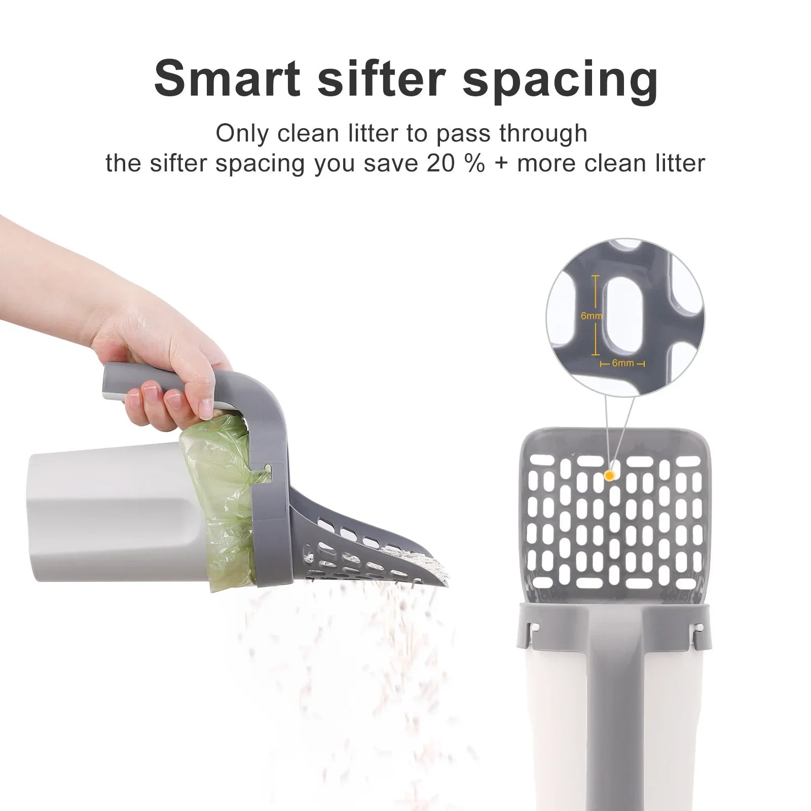 All-in-One Cat Litter Scoop | Sifter with Built-In Waste Bag Dispenser