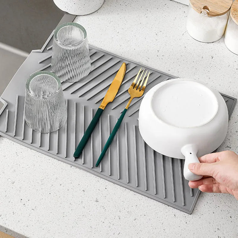 Silicone Dish Drying Mat | Non-Slip Countertop Drying Pad for Kitchen