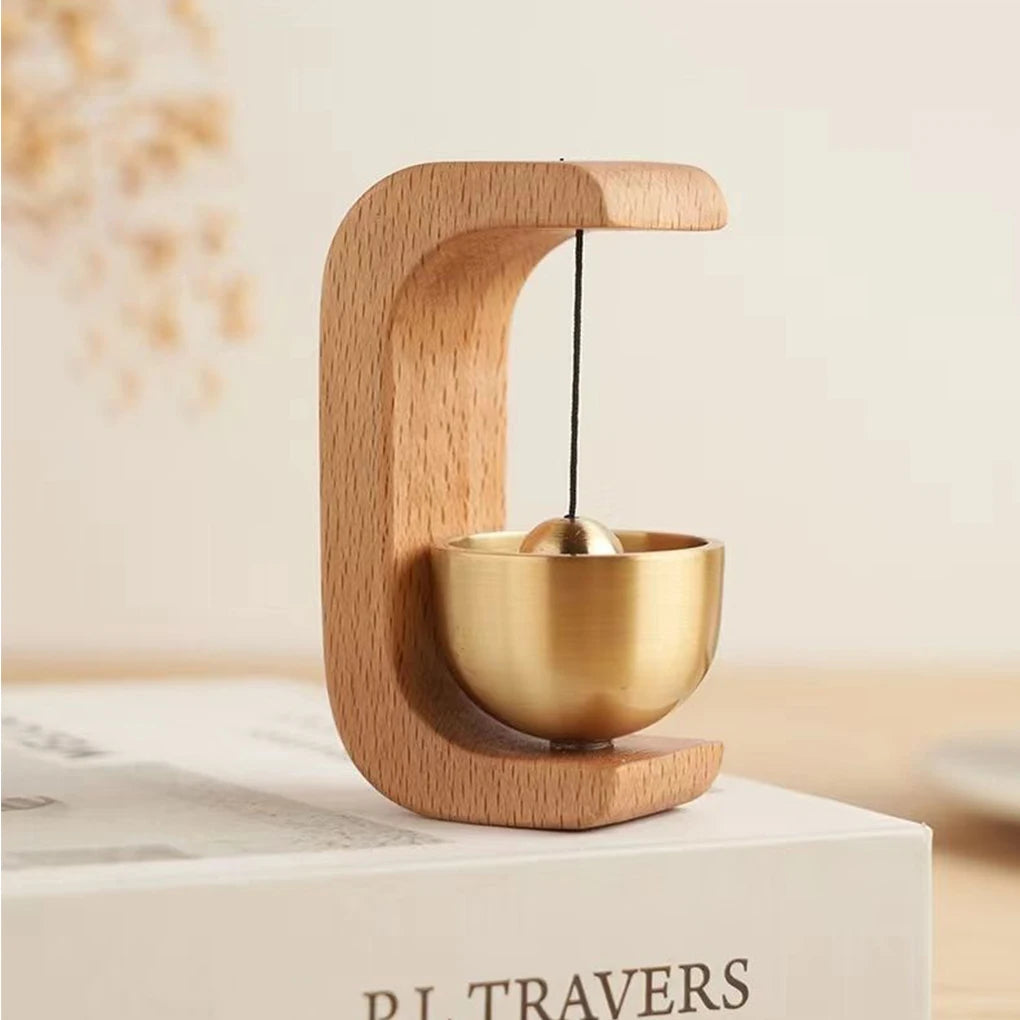 Wireless Door Chime | Brass Bell & Wooden Frame Entry Bell