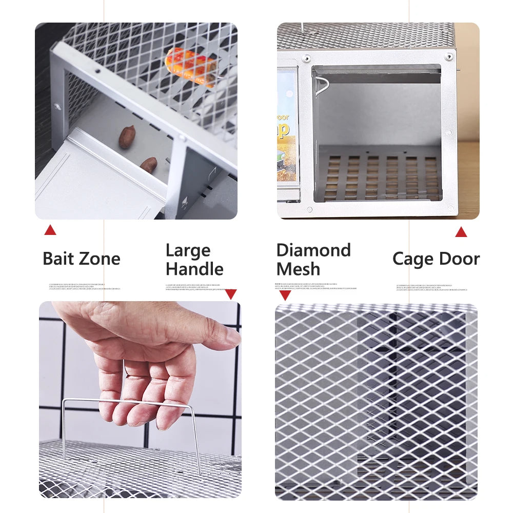 Humane Mouse Trap Cage | Reusable Single-Door Live Catch Metal Trap