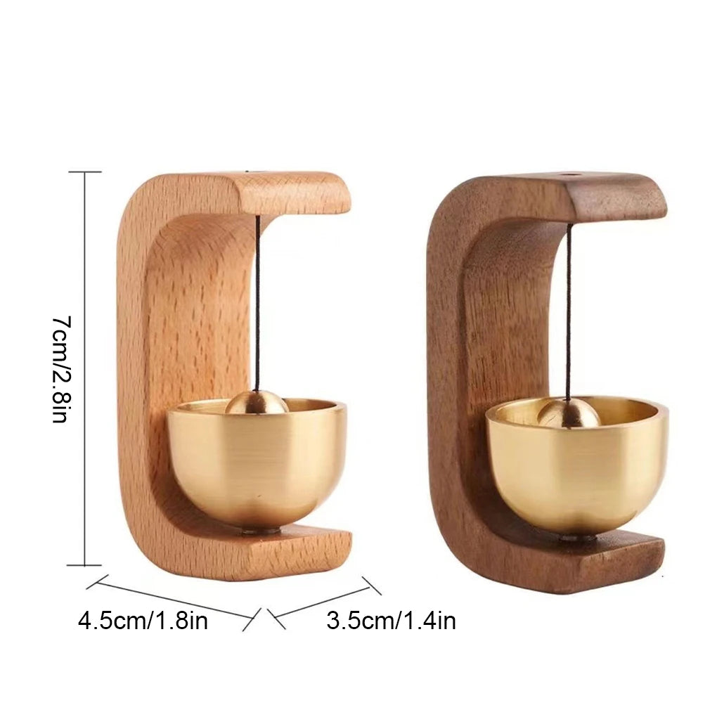 Wireless Door Chime | Brass Bell & Wooden Frame Entry Bell