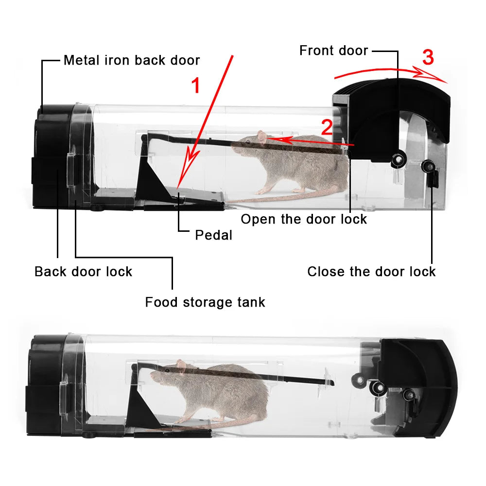 Humane Mouse Trap | Self-Locking Reusable Live Catch Cage
