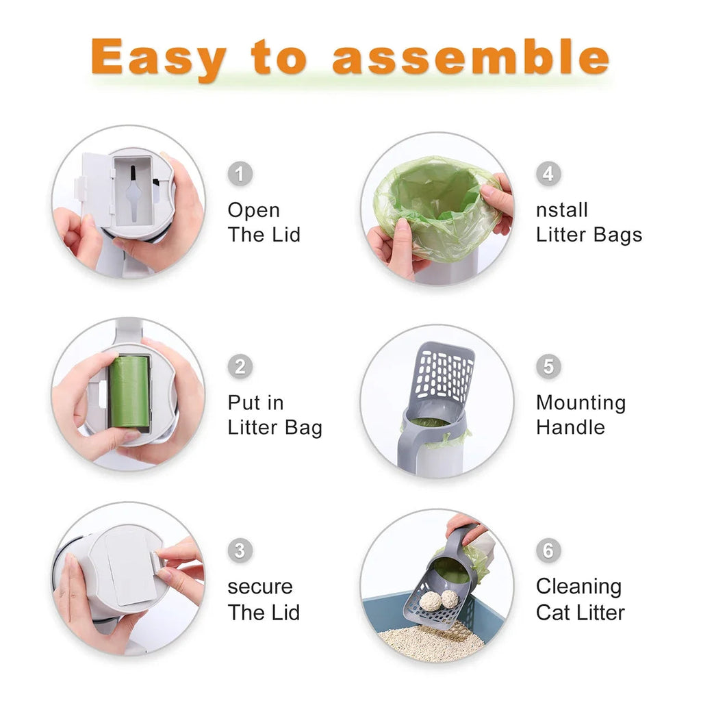 All-in-One Cat Litter Scoop | Sifter with Built-In Waste Bag Dispenser