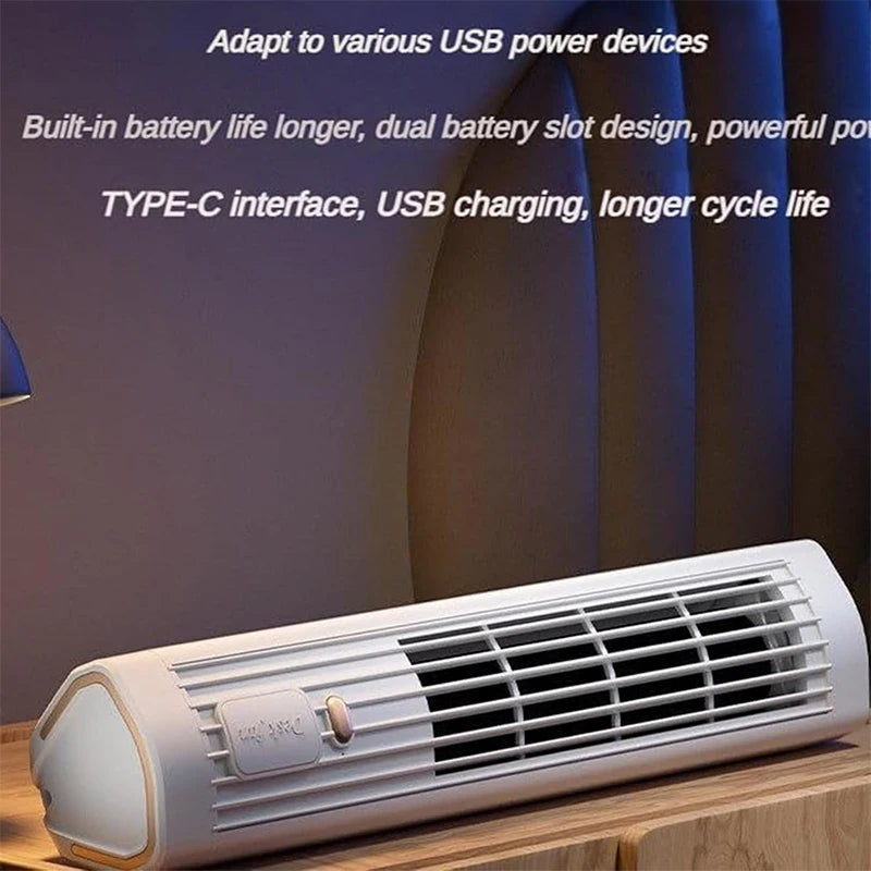Portable Tower Fan with Air Cooling | USB Rechargeable Mini AC Fan