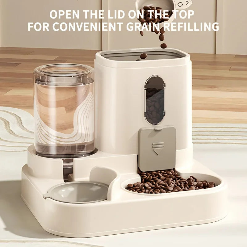 2-in-1 Pet Feeder with Water Dispenser | Auto Dog & Cat Food Bowl