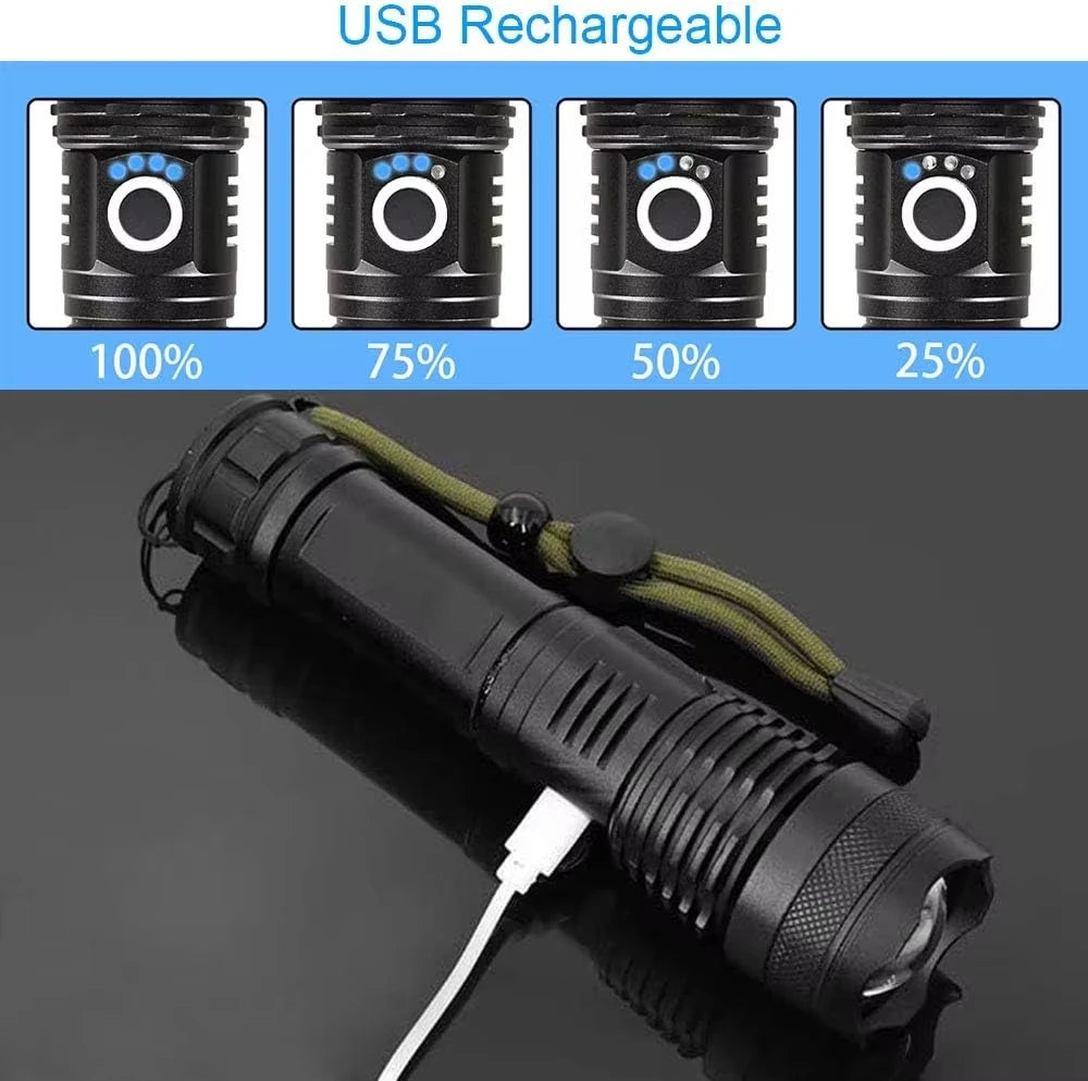 High Lumen Rechargeable Flashlight | Bright LED Torch with Long Range