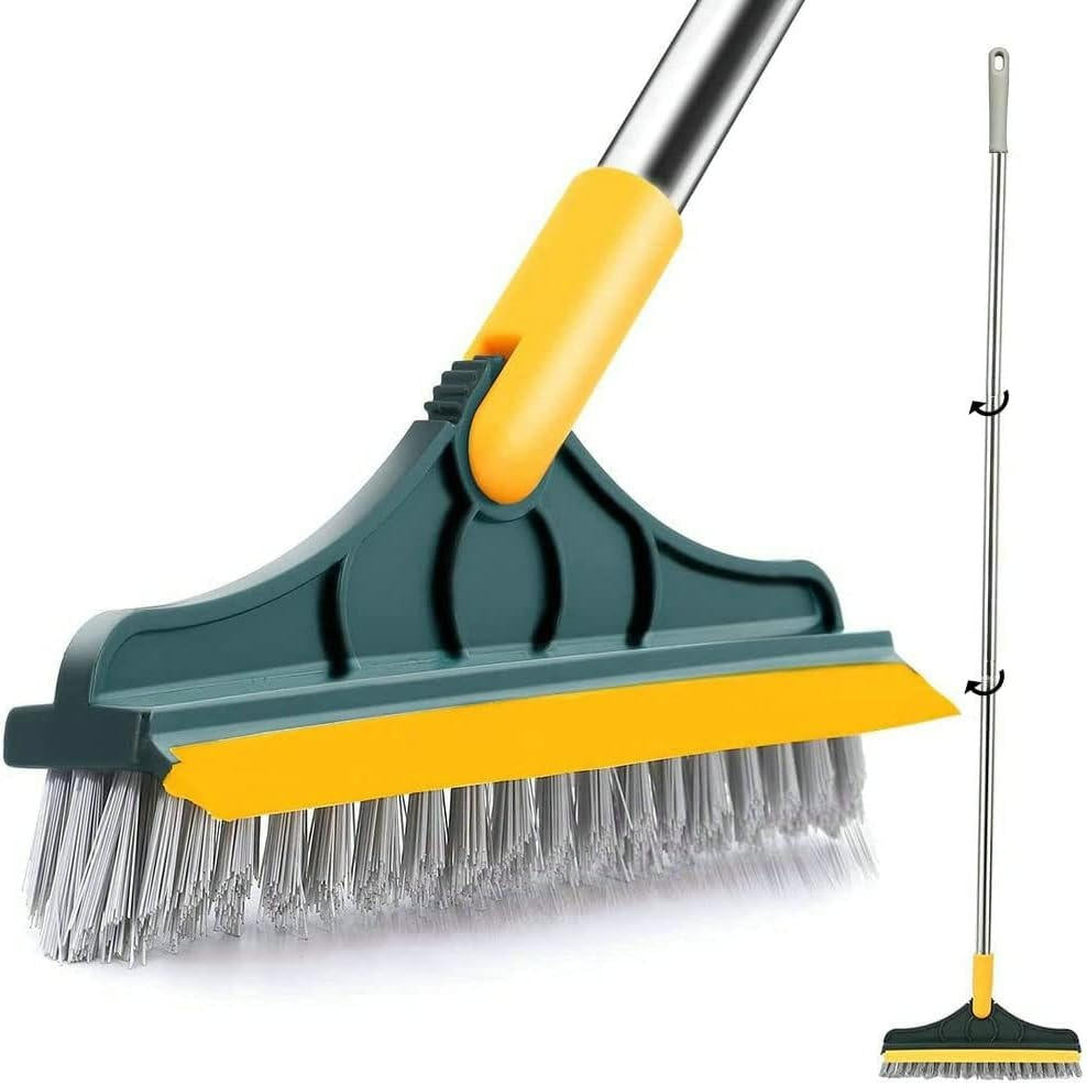 Floor Scrub Brush | Long Handle Stiff-Bristle Deck Scrubber