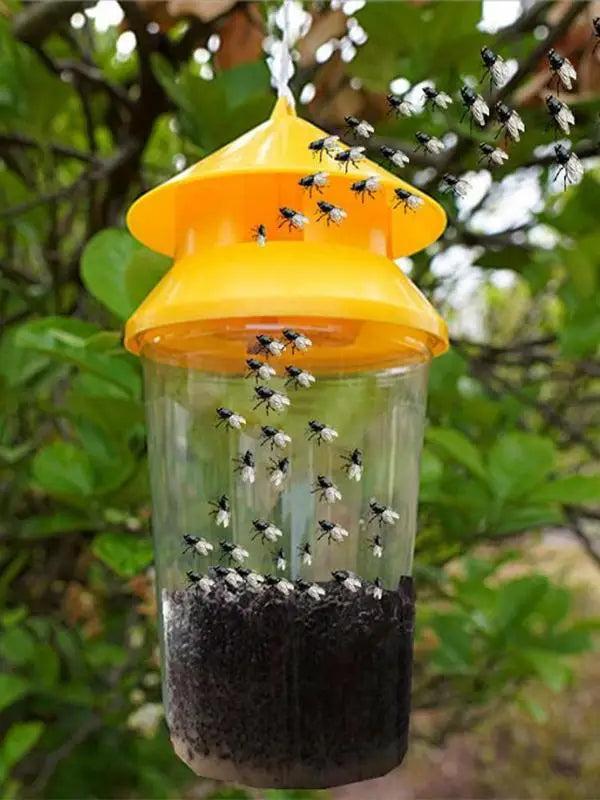 Outdoor Hanging Fly Trap | Reusable Bag Trap for Flies & Insects