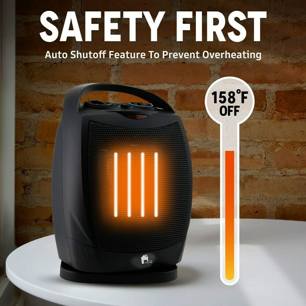 Portable Electric Space Heater | Quiet Oscillating Heater Fan with Thermostat