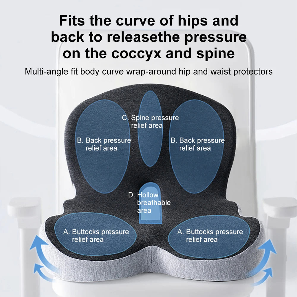 Memory Foam Lumbar Support Cushion | Ergonomic Seat Pillow for Chair