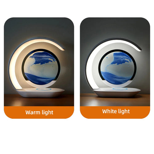 3D Sand Art Table Lamp | Wireless Charger Night Light Decoration