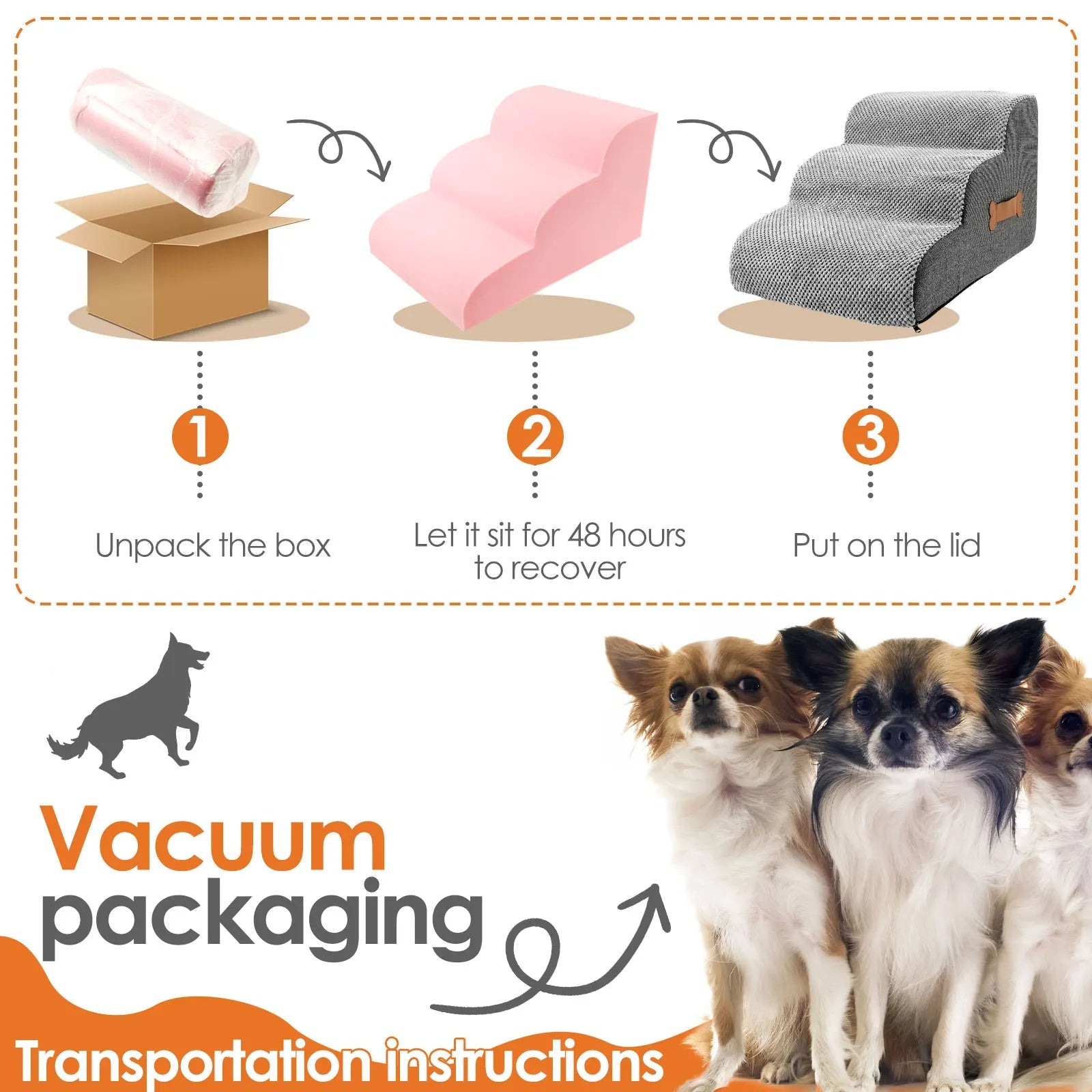 Dog Stairs for Bed | Foldable Pet Steps for Small & Senior Dogs
