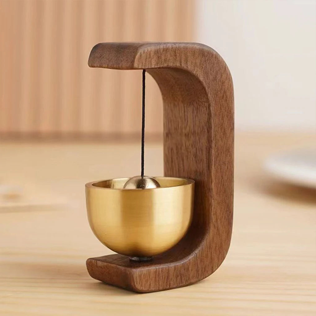 Wireless Door Chime | Brass Bell & Wooden Frame Entry Bell