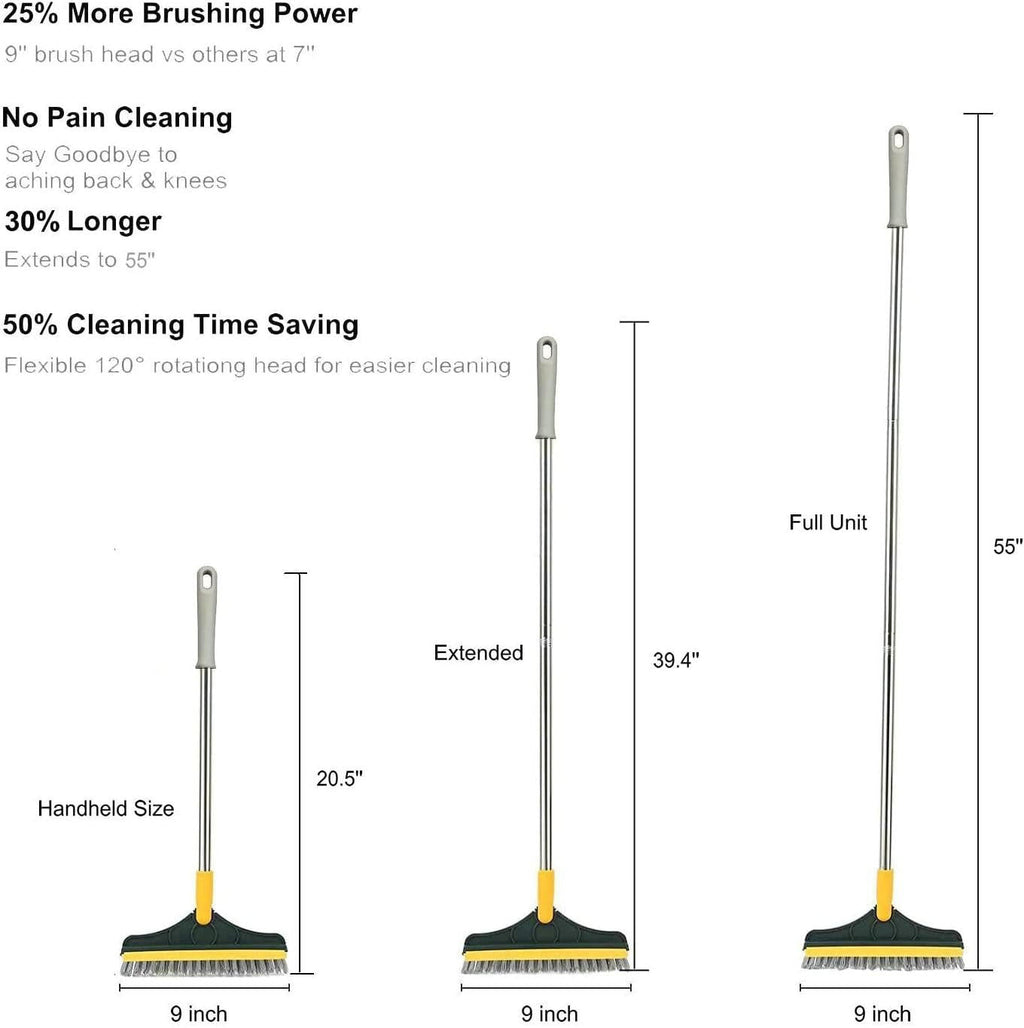 Floor Scrub Brush | Long Handle Stiff-Bristle Deck Scrubber