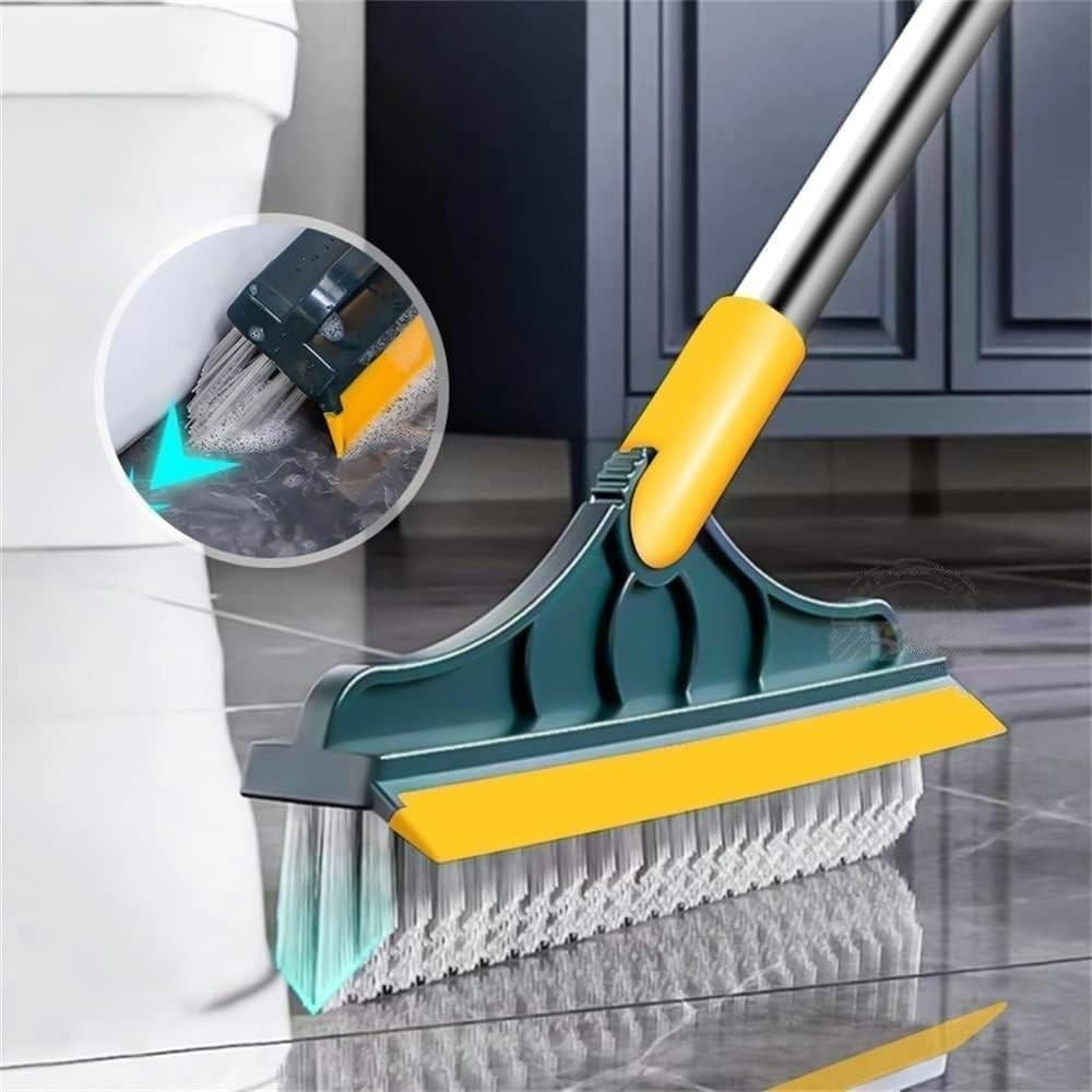 Floor Scrub Brush | Long Handle Stiff-Bristle Deck Scrubber