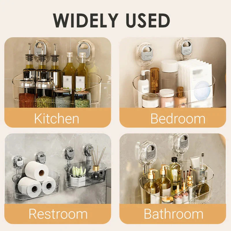 Suction Cup Storage Rack | Multipurpose Wall Shower Caddy Organizer