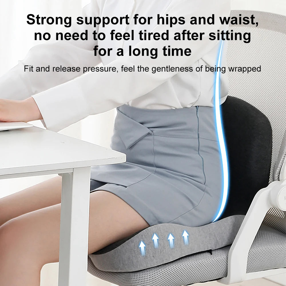 Memory Foam Lumbar Support Cushion | Ergonomic Seat Pillow for Chair