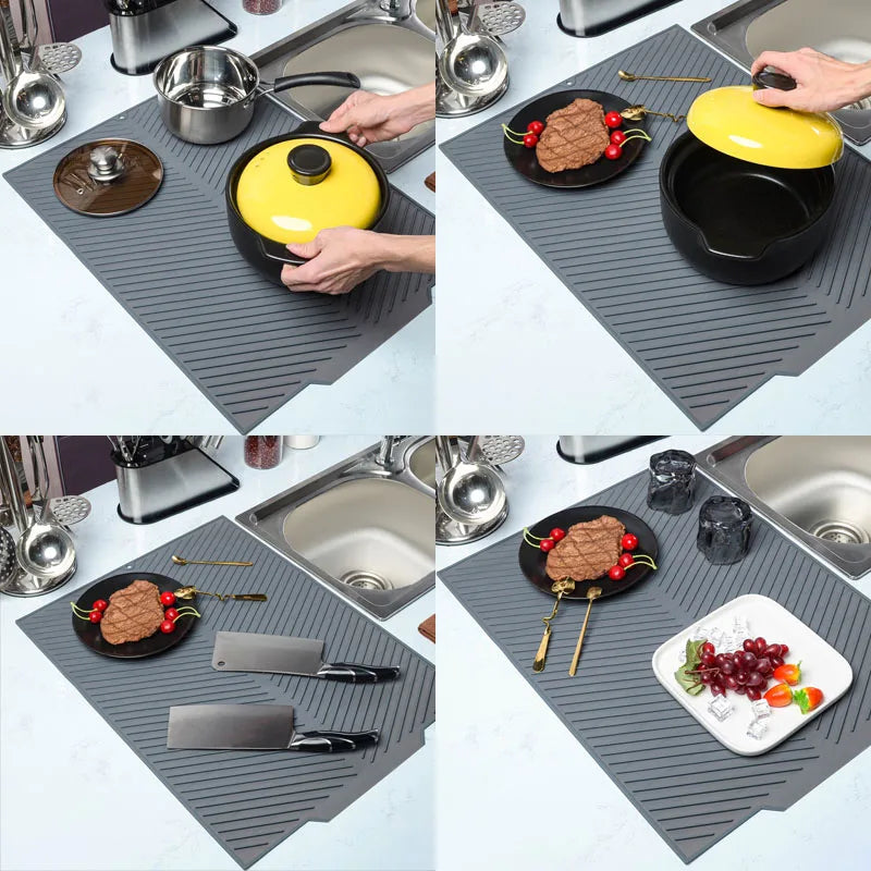 Silicone Dish Drying Mat | Non-Slip Countertop Drying Pad for Kitchen