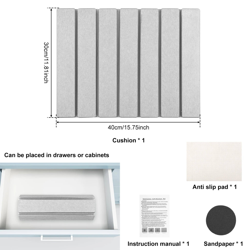 Diatomite Dish Drying Mat | Foldable Stone Drying Pad for Kitchen