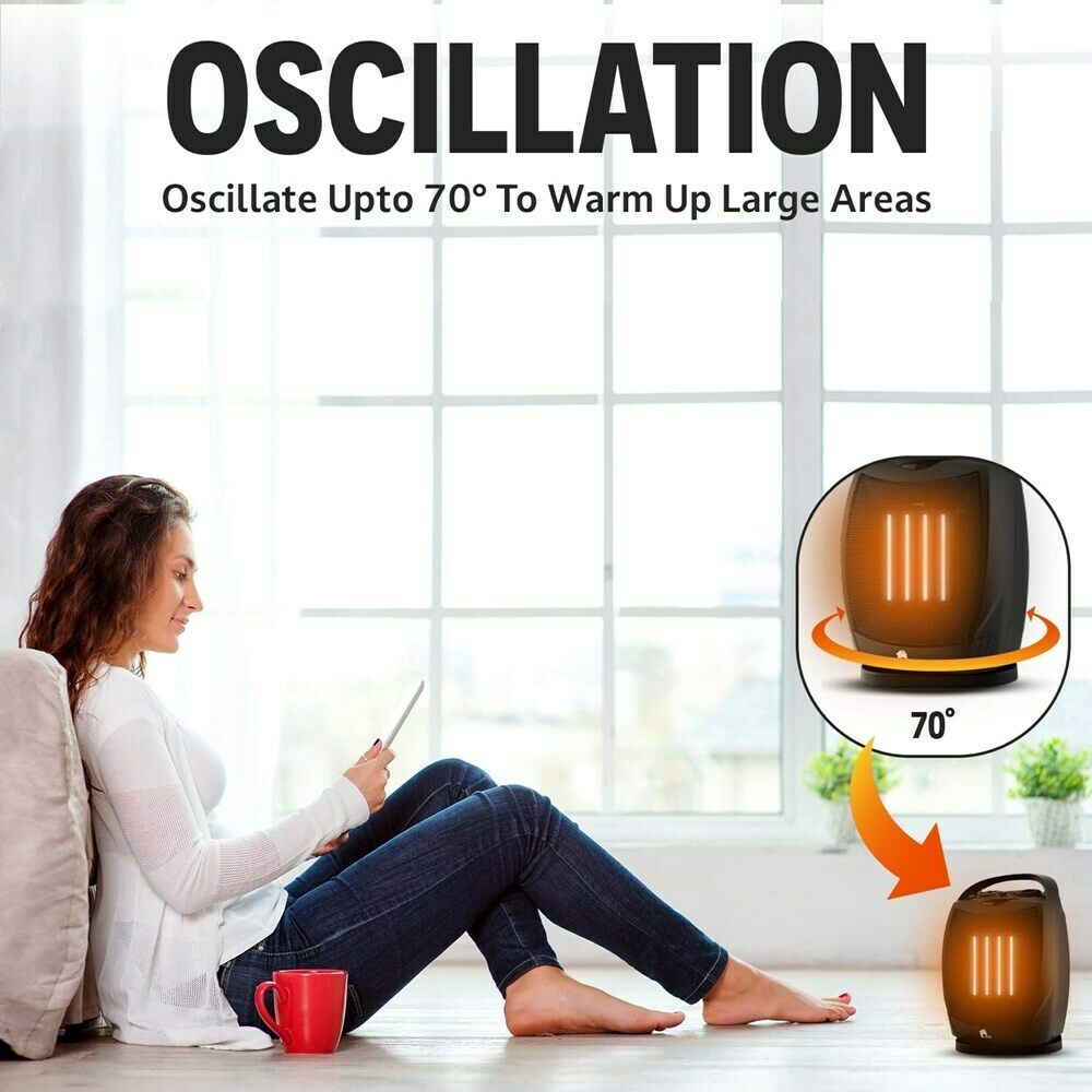 Portable Electric Space Heater | Quiet Oscillating Heater Fan with Thermostat