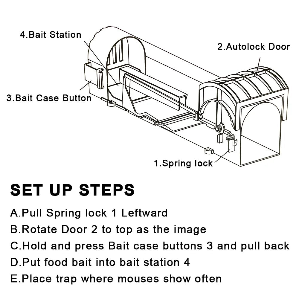Humane Mouse Trap | Self-Locking Reusable Live Catch Cage