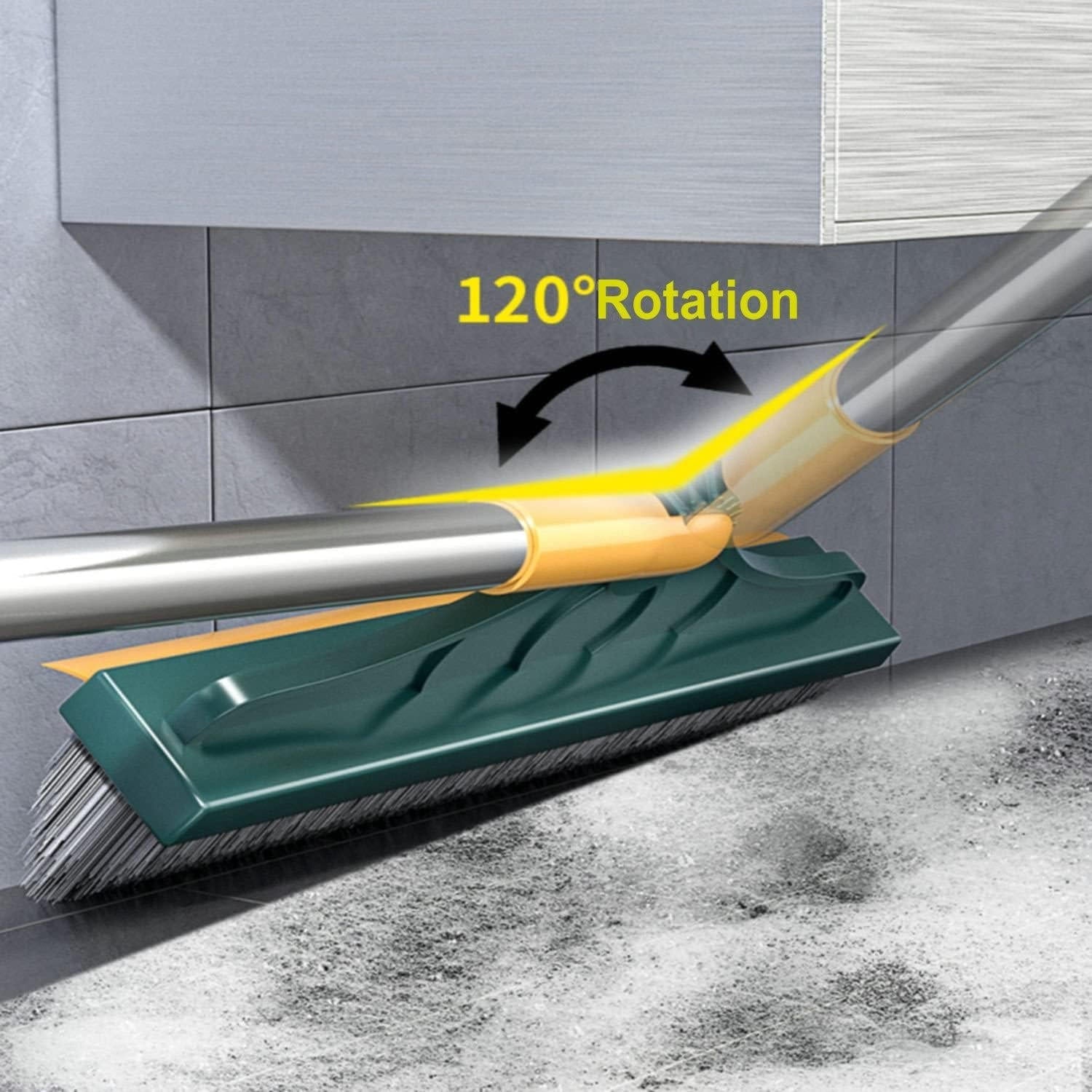 Floor Scrub Brush | Long Handle Stiff-Bristle Deck Scrubber