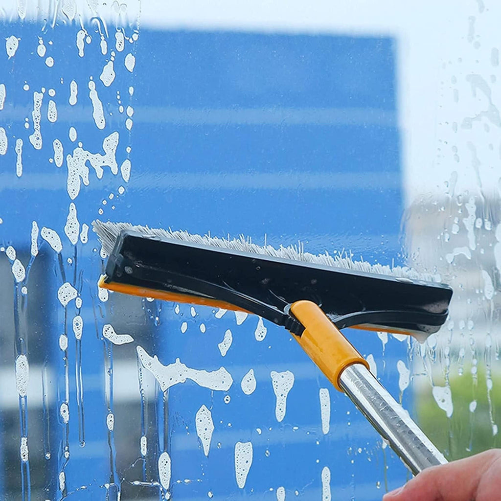 Floor Scrub Brush | Long Handle Stiff-Bristle Deck Scrubber
