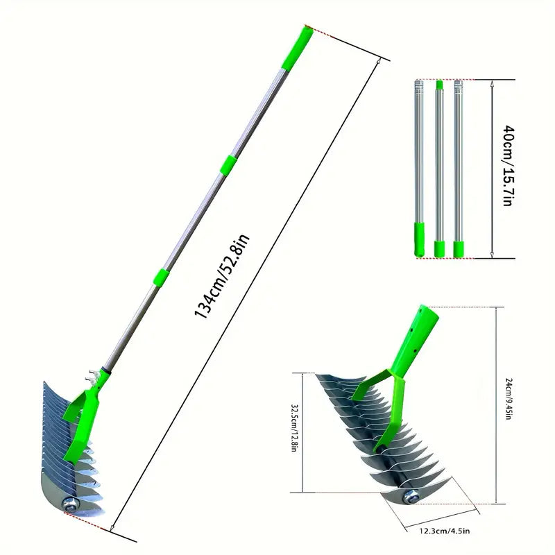 Long Reach Thatch Rake | Lawn Dethatching Tool for Dead Grass