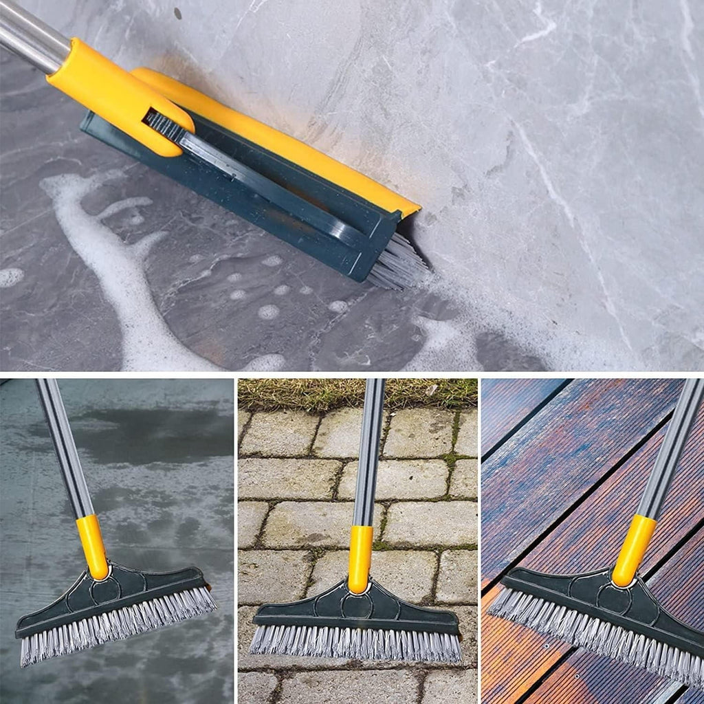 Floor Scrub Brush | Long Handle Stiff-Bristle Deck Scrubber