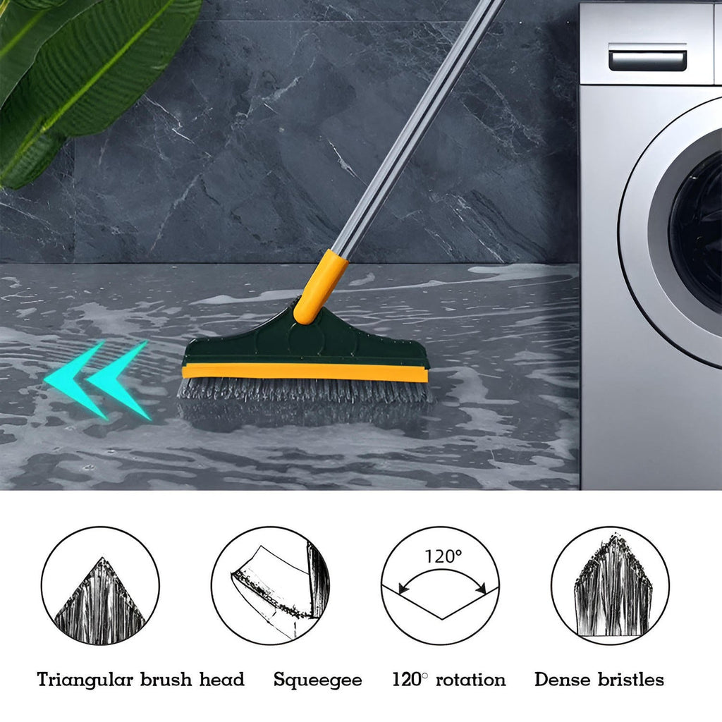 Floor Scrub Brush | Long Handle Stiff-Bristle Deck Scrubber