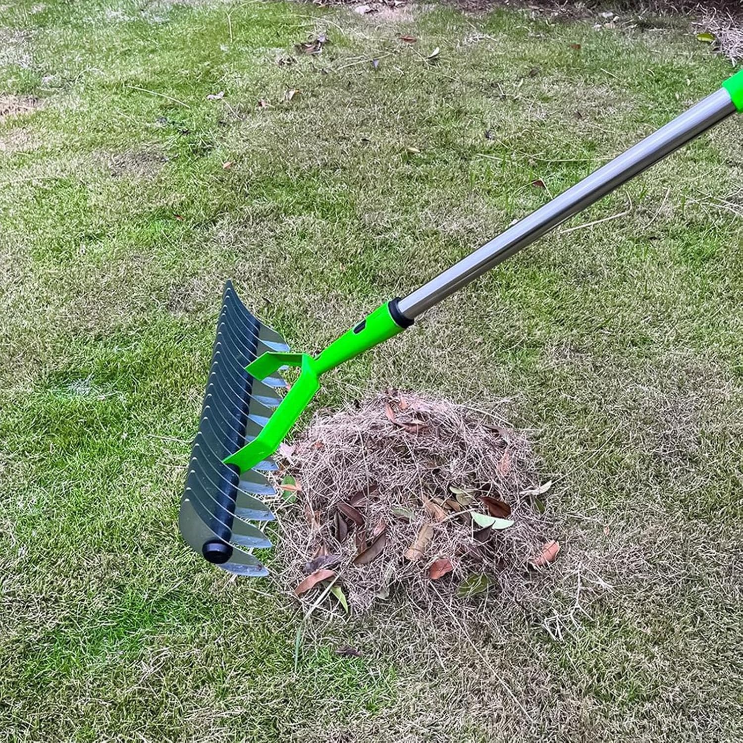 Long Reach Thatch Rake | Lawn Dethatching Tool for Dead Grass