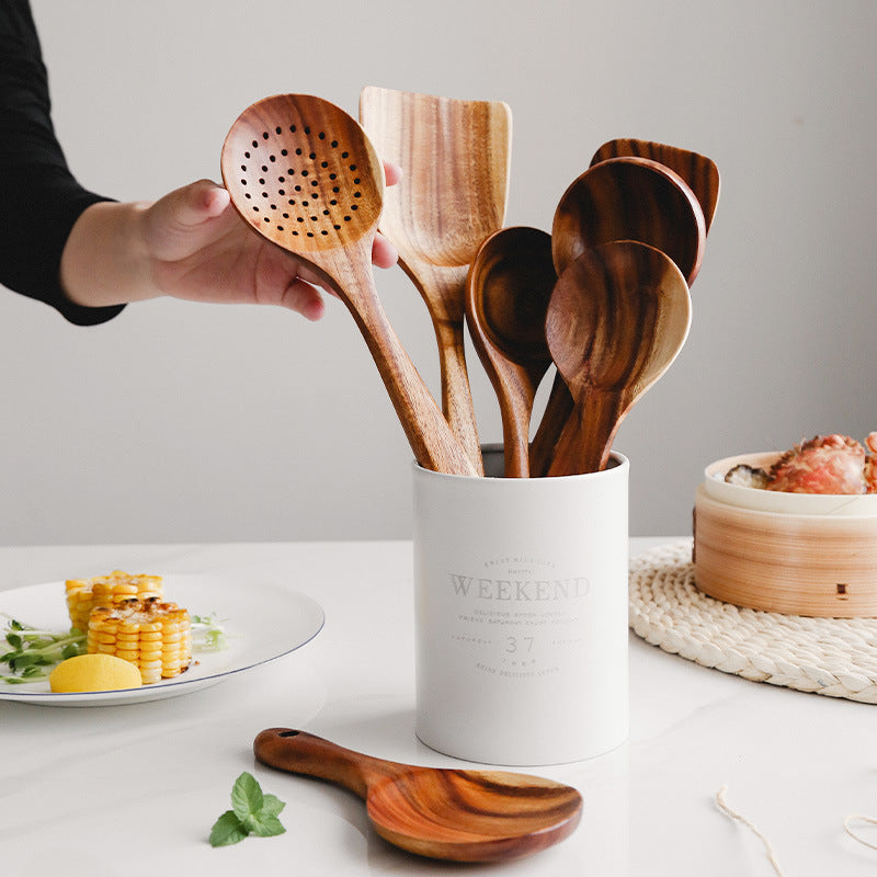 Teak Wood Kitchen Set | Natural Wooden Cooking Utensils Collection