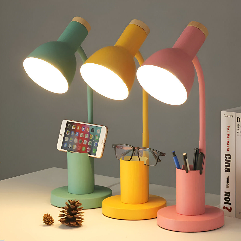 Nordic LED Table Lamp with Pen Holder | Modern Desk Light & Organizer