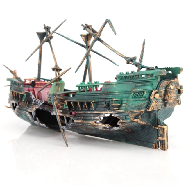 Shipwreck Aquarium Decoration | Large Resin Sunken Ship Fish Tank Ornament