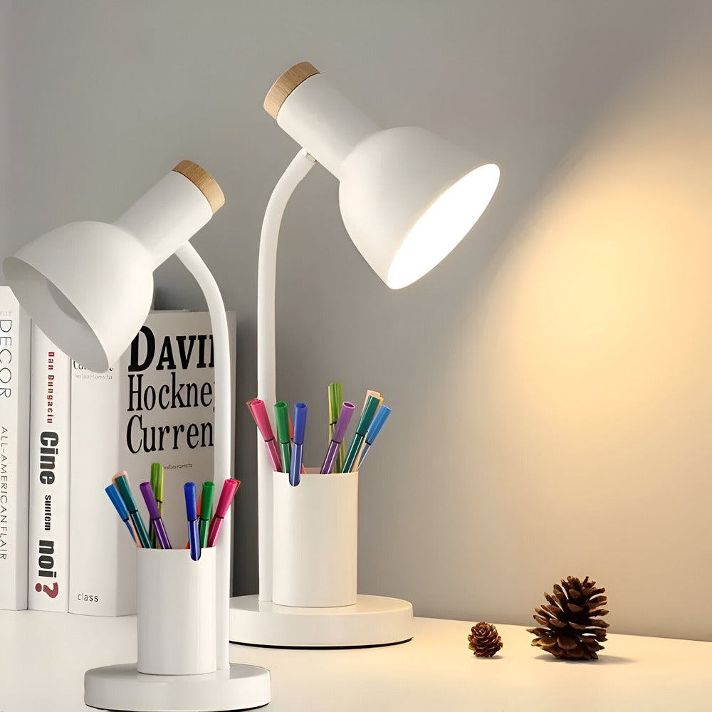 Nordic LED Table Lamp with Pen Holder | Modern Desk Light & Organizer