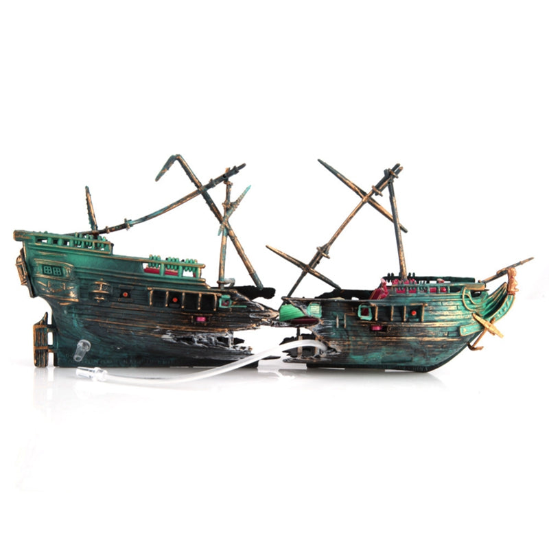 Shipwreck Aquarium Decoration | Large Resin Sunken Ship Fish Tank Ornament