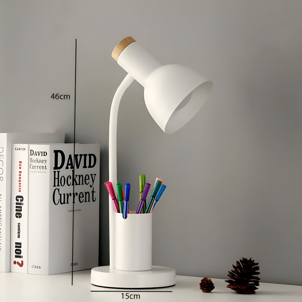 Nordic LED Table Lamp with Pen Holder | Modern Desk Light & Organizer
