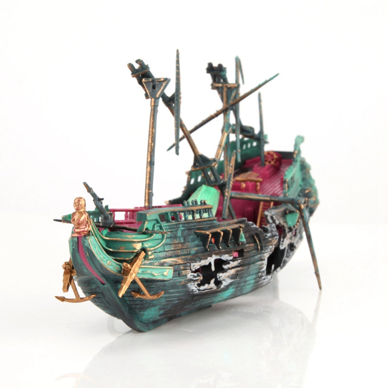Shipwreck Aquarium Decoration | Large Resin Sunken Ship Fish Tank Ornament