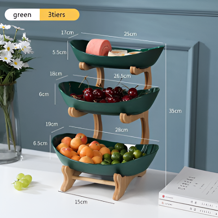 Multi-Tier Wooden Fruit Bowl | Rustic Kitchen Counter Fruit Stand