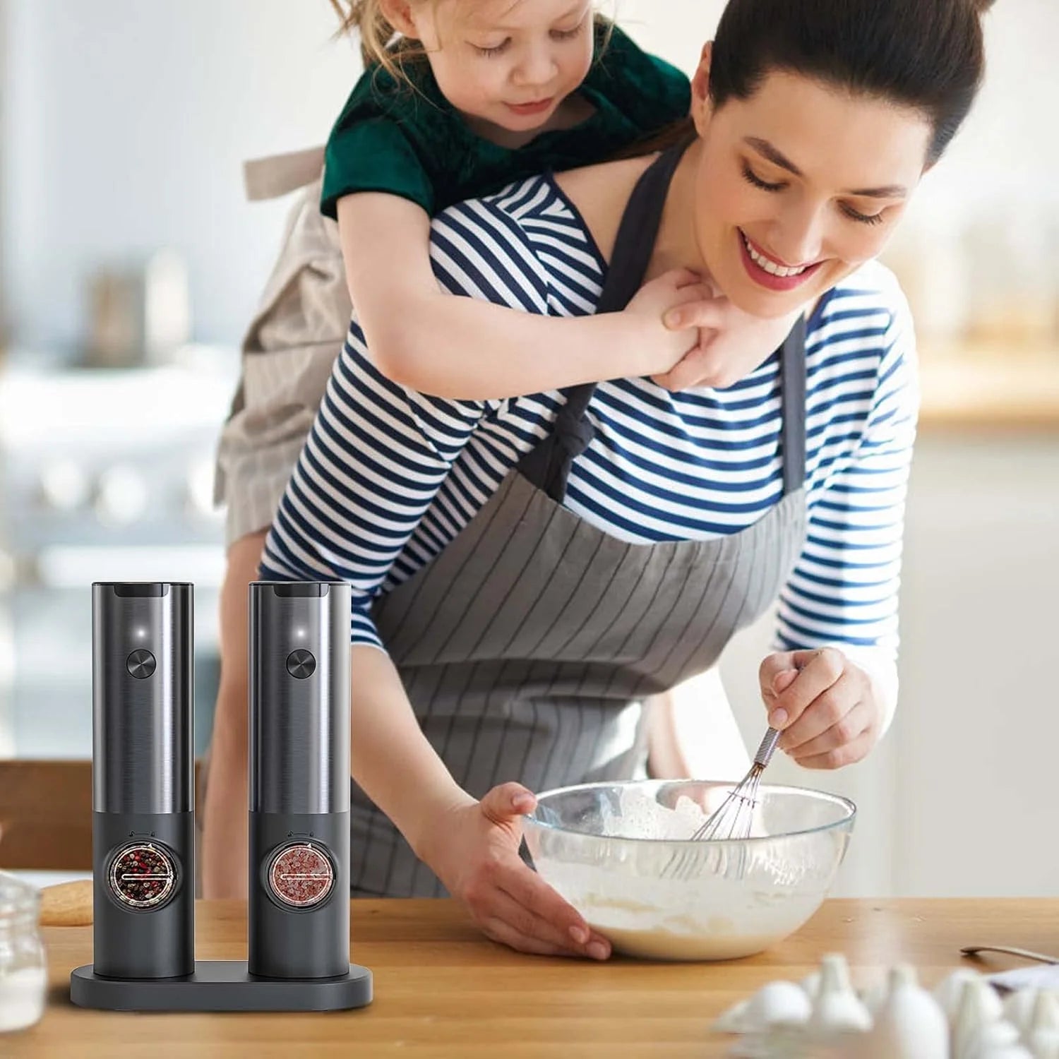 Electric Salt & Pepper Mill Set | Rechargeable Grinder with LED Light